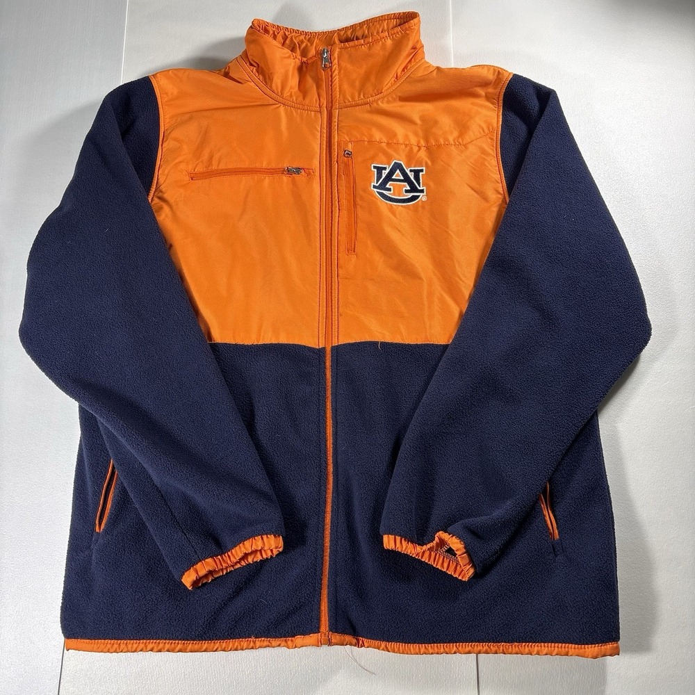 Auburn Tigers Genuine Stuff Full Zip Fleece Jacket XL Orange Navy NCAA Logo